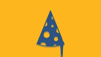 Sticker - Blue Cheese icon isolated on orange background. 4K Video motion graphic animation