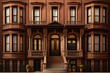 Facade of a Traditional Brownstone Apartment Building, Created by Generative AI Technology