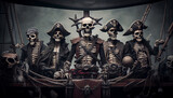 Illustration of a skeleton pirate crew. Generative AI.
