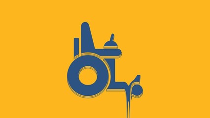 Poster - Blue Electric wheelchair for disabled people icon isolated on orange background. Mobility scooter icon. 4K Video motion graphic animation