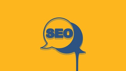 Poster - Blue SEO optimization icon isolated on orange background. 4K Video motion graphic animation