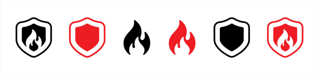 shield fireproof icon. fire protection symbol. shield protector, secure, protect, scutum, safeguard 