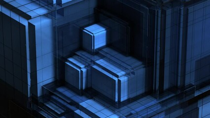 Aufkleber - Glass digital cubes. Computer generated 3d render