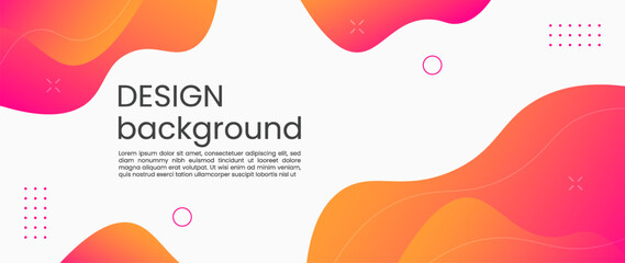 Poster - Colorful template banner with pink and orange gradient color. Design with liquid shape.