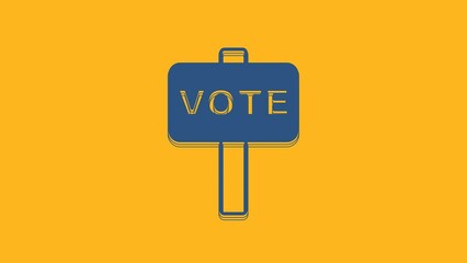 Sticker - Blue Vote icon isolated on orange background. 4K Video motion graphic animation