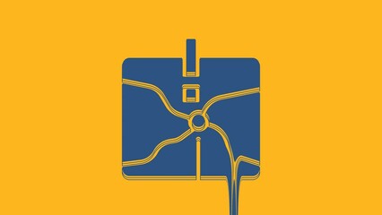 Poster - Blue Intersection point icon isolated on orange background. 4K Video motion graphic animation