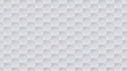 Wall Mural - 3D Futuristic hexagonal white background mosaic tile Abstract geometric grid pattern