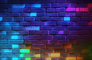 Wall Mural - Neon Brick Texture Generative AI