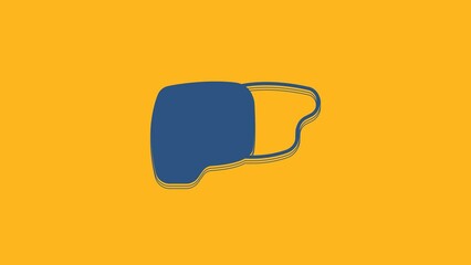 Sticker - Blue Human organ liver icon isolated on orange background. 4K Video motion graphic animation