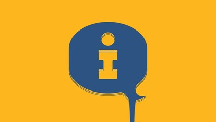 Poster - Blue Information icon isolated on orange background. 4K Video motion graphic animation
