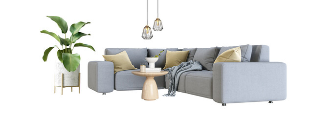 modern interior furniture set in 3d rendering