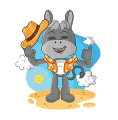 Wall Mural - donkey go on vacation. cartoon mascot vector