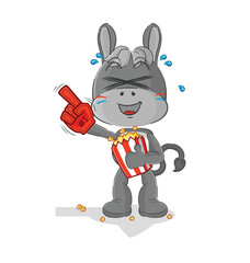 Canvas Print - donkey fan with popcorn illustration. character vector