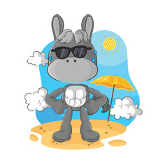 Poster - donkey sunbathing in summer. character vector