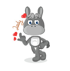 Sticker - donkey flirting illustration. character vector