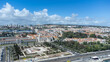 Lisbon, Portugal. April 11, 2022: Natural landscape with blue sky and view of the Tagus River.