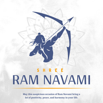illustration of ram navami (birthday of lord rama) with bow arrow greeting card for hindu spring fes