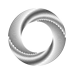 Wall Mural - Black halftone doted lines in spiral form. Segmented circle. Helix. Geometric art. Circular shape. Trendy design element for border frame, round logo, tattoo, sign, symbol, web pages, print