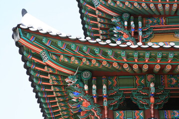 Poster - traditional multicolored paintwork on wooden buildings