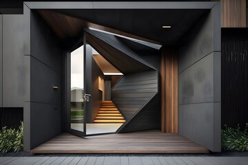 Poster - modern house entrance created using AI Generative Technology