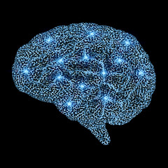 Wall Mural - AI brain with x-ray electronic or digital brain