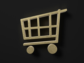 Gold shopping cart symbol