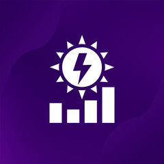 Wall Mural - solar energy production level icon with a sun and a graph