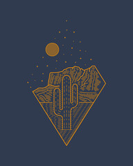 Arizona nature wild desert mono line vector for patch, pin, graphic, art t-shirt design