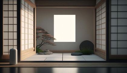 Wall Mural - interior of a house japanese zen theme generative ai