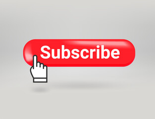 Poster - Subscribe button with pointer. 3d vector objects isolated on transparent background