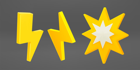 Aufkleber - Comic flashes set isolated on dark background. 3d vector illustration