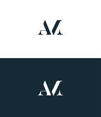 Poster - Minimal Innovative Initial MA logo and AM logo. Letter MA, AM creative elegant Monogram.