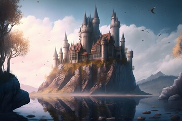Wall Mural - fantasy castle created using AI Generative Technology