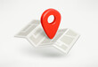 City map with red pin of GPS location. 3d vector illustration
