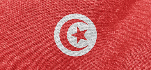 Wall Mural - Tunisia flag fabric cotton material wide flag wallpaper of Touns