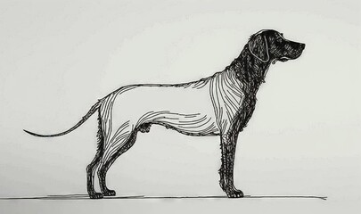 Wall Mural - a black and white drawing of a dog on a white background. generative ai