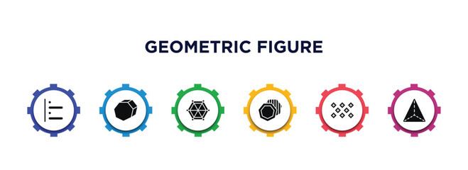 Poster - geometric figure filled icons with infographic template. glyph icons such as left alignment, perspective, star of six points, background, tile, tetrahedron vector.