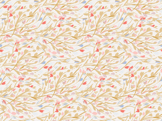 light seamless pattern with branches hand drawn paint