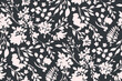 © taisiyakozorez - bicolor contour silhouette seamless pattern with flowers and leaves. Abstract floral spring, summer pattern.