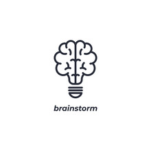 Vector Sign Brainstorm Symbol Is Isolated On A White Background. Icon Color Editable.