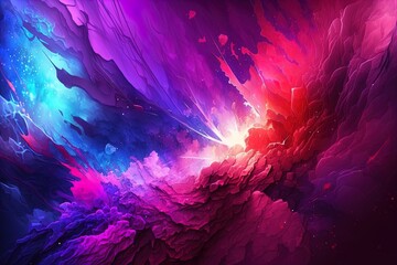 Wall Mural - Abstract epic universe background with space clouds with shine in purple red blue colors.