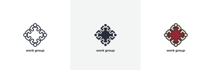 work group icon. Line, solid and filled outline colorful version, outline and filled vector sign. Idea Symbol, logo illustration. Vector graphics