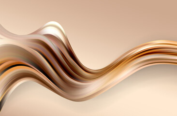 Aufkleber - Abstract beige brown gold swirl wave background. Flow liquid lines design element