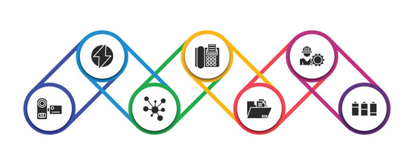 Poster - technology filled icons with infographic template. glyph icons such as electric, fax phone, project 