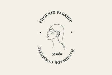 Abstract Woman Face Portrait  artwork. One line drawing woman Profile. Elegance Outline Female Avatar for logo, label, banner, social media, shop, salon, t-shirt, phone cases. Vector illustration