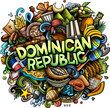 Dominican Republic detailed lettering cartoon illustration