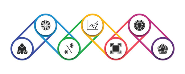 Poster - infographics filled icons with infographic template. glyph icons such as cobweb, scatter, update, interconnected, percentage, squares, pentagon vector.