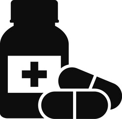 Wall Mural - Medical bottle and pills vector icon
