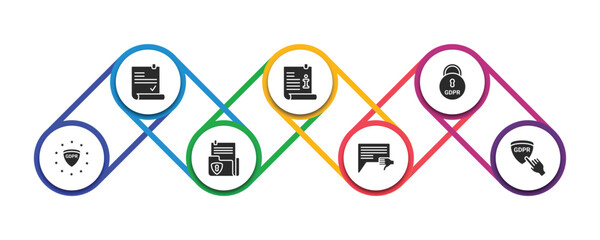 Poster - gdpr filled icons with infographic template. glyph icons such as consent, information, keylock, gdpr, document, complaint, finger vector.