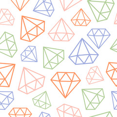 Seamless pattern with colorful outline diamonds